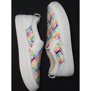 UGG Rainbow Logo Slip On Sneakers White Women's Size 6 EUC